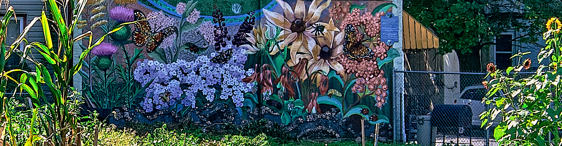 header house mural flowers closeup
